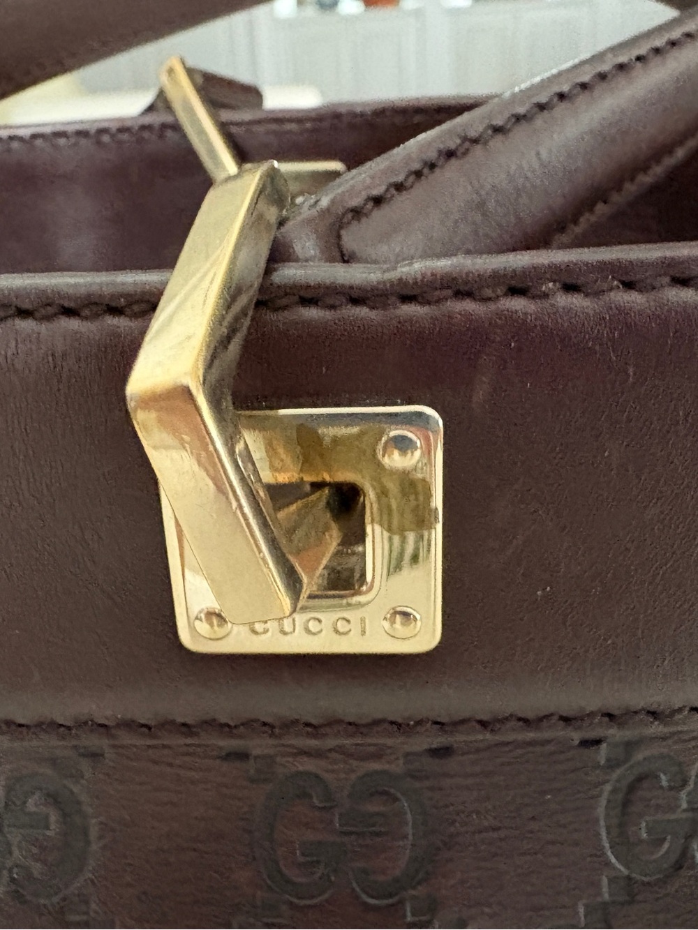 Title: Gucci Guccissima Punch Large Tote 145993 Brown Leather Horsebit bag - Picture 10 of 13